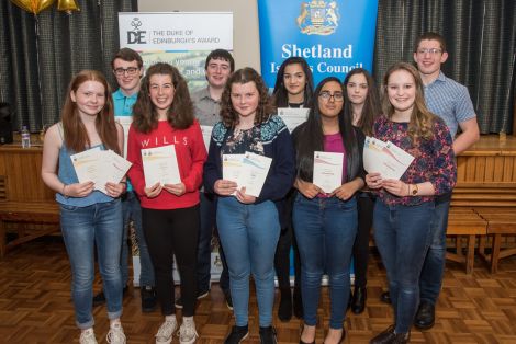 Students from the Anderson High School gather to celebrate their sectional certificates and Bronze Awards - Photo: Austin Taylor