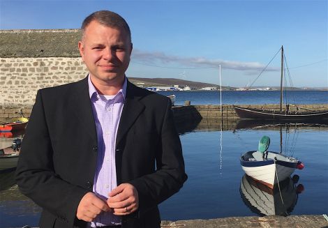 Loganair managing director Jonathan Hinkles in Lerwick on Friday - Photo: Hans J Marter/ShetNews