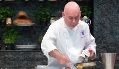 Visiting Master Chef George McIvor dishes up his meal made of Shetland produce. Photos: Elizabeth Atia