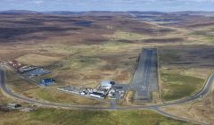 The aerial approach to Tingwall Airport from the south. Photo: Peter Scott