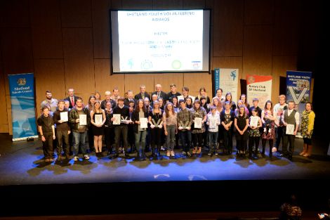 All nominees, sponsors and supporters gathering for the group photo at Mareel on Tuesday night - Photos: Voluntary Action Shetland (VAS)