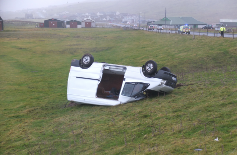 A man was cut free from the van following the accident on Friday morning. Photo: Alex Garrick-Wright/Shetland News