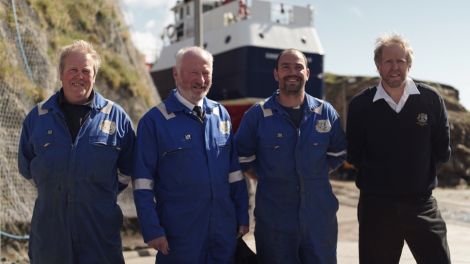 The crew of the Fair Isle ferry Good Shepherd IV - Kenny Stout, Neil Thomson, Shaun Milner and Ian Best. Photo courtesy of BBC Scotland.