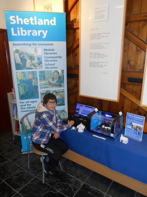 Sven Thomson from Weisdale with Shetland Library's new 3D printer.