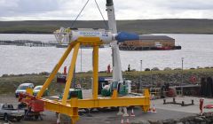 One of the Nova Innovation tidal turbines deployed in Bluemull Sound.