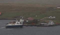 The Whalsay ferry Linga, seen here docking at Vidlin at midday on Friday, will make her last run at 2pm - Photo: Hans J Marter/Shetland News