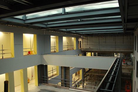 A view from third floor across the open space in the centre of the new school.