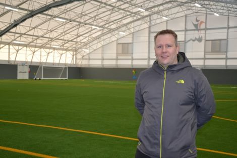 Clickimin Leisure Complex manager Robert Geddes is delighted with the new artificial surface. Photo: Shetland News/Neil Riddell