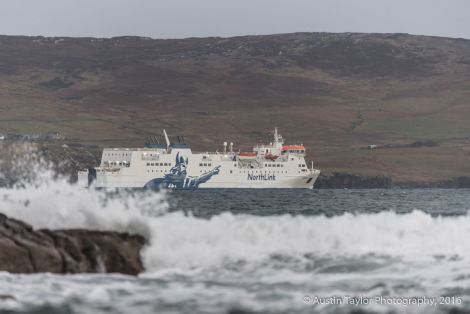 The Hrossey leaving Lerwick at lunchtime on Wednesday. Photo: Austin Taylor.