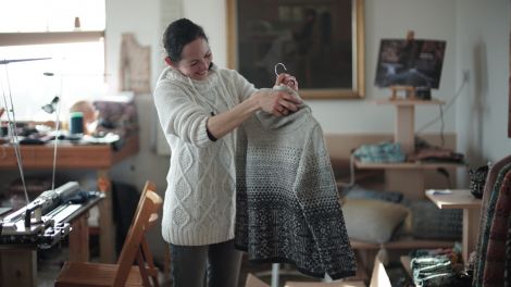 Knitwear designer Mati Ventrillon. Image courtesy of BBC Scotland.