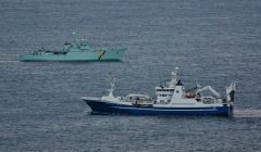 A Faroese vessel being inspected off Compass Head about two years ago - Photo: Ronnie Robertson