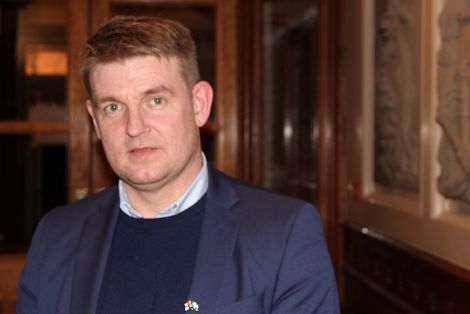 Faroese prime minister Aksel Johannesen in Lerwick town hall on Tuesday - Photo: Hans J Marter/Shetland News