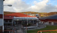 The glazed area of the Clickimin would be demolished and replaced with a new gym, entrance and reception area. Photo: Shetland News/Neil Riddell