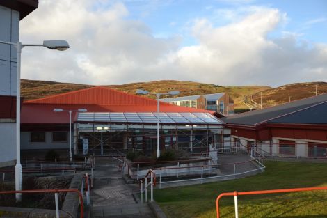 The glazed area of the Clickimin would be demolished and replaced with a new gym, entrance and reception area. Photo: Shetland News/Neil Riddell