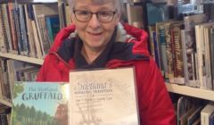 Local author Laureen Johnson with her most-borrowed Shetland books.