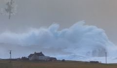 The moment the wave hits the Skerry of Ashiness - Photo: Ryan Sandison