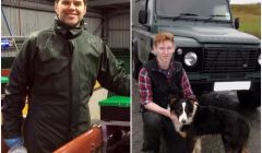 Left: John Blance working at the lumpsucker fish hatchery at the NAFC Marine Centre (photo courtesy of NAFC), and right: Jakob Eunson with border collie Jack (photo courtesy of Train Shetland).