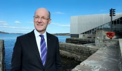 Deputy first minister John Swinney outside Mareel in March 2013, the last time the Convention of the Highlands and Islands was held in Lerwick - Photo: Malcolm Younger/Millgaet Media