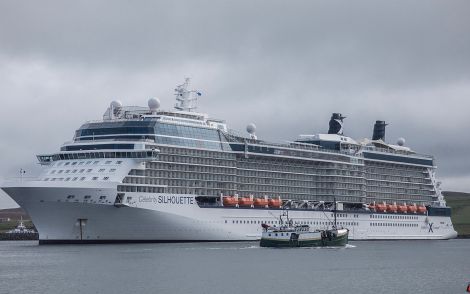 The cruise ship Celebrity Silhoutte in Lerwick last summer. Photo: David Spence