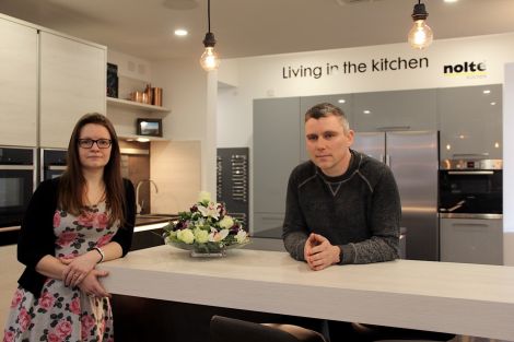 Anna Moar and Lewis Moncrieff are looking forward to welcoming the first customers to the company's new kitchen showroom. Photo: Hans J Marter/Shetland News