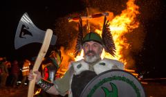 Nesting & Girlsta guizer jarl Norman Johnston enjoying every moment of his big day - Photo: Ivan Hawick