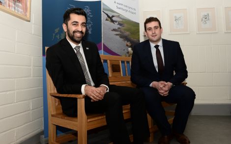 Scottish transport and islands minister Humza Yousaf with Andrew Farquhar of Sumburgh Airport - Photo: Malcolm Younger/Millgaet Media