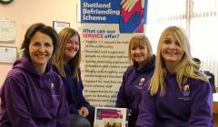 Shetland Befriending Scheme are (from left to right): Lynn Tulloch, Project Co-ordinator; Laura Russell, ASN Development Worker; Mairi Jamieson, Young Adults Development Worker and Elaine Nisbet, 60+ Development worker. Missing from the photo is Amanda Brown, Children and Young People’s Development Worker - Photo: Hans J Marter/ Shetland News