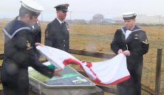 A plinth commemorating the fate of E49 was unveiled by representatives from the Royal Navy - Photos: Mike Grundon