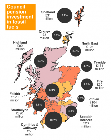 The Scottish pensions fund fossil fuel map - Image FoE