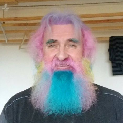 Granddad Peter Manson is sporting a multi-coloured array of facial fuzz ahead of shaving it all off for charity this Saturday.