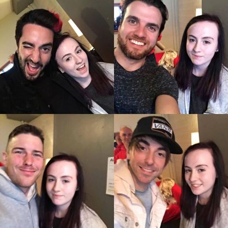 Aimee Hussey meeting members of huge American band All Time Low in Edinburgh.