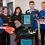 Members of Shetland's sports community join sport and physical activity coordinator Lesley Spence to donate their items at Clickimin’s recycle point. From left: Claire Morris, Aimee Keith, Lesley Spence, Tom Jamieson and James Aitken. Photo: Shetland Islands Council.