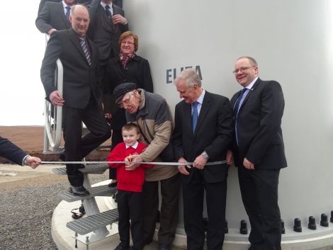 The ribbon was cut by five-year-old Mark Henry and Andy Gear, 83, one of the youngest and one of the oldest residents of North Yell.