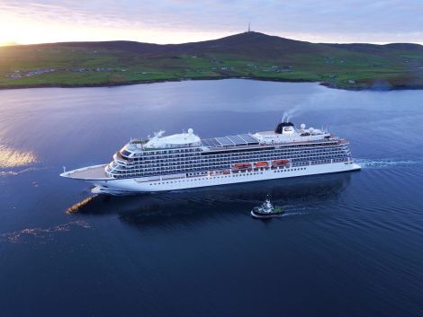 Viking Star will be the first cruise ship to berth at Lerwick Port Authority’s new deep-water quay at Holmsgarth. The vessel is seen during a visit to the port in 2016 - Photo: Rory Gillies/Shetland Flyer.