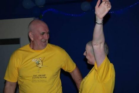 Peter and Sandra after Saturday night's head shave.