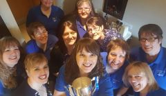 Selfie time for the victorious Lerwick Ladies team in Kirkwall on Thursday night.