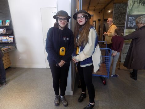 Holly and Carys ready to go into the Wellington Tunnels at Arras.