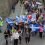 Communities United for Rural Education (CURE) marching against school closures back in June 2014. Photo: Shetland News.