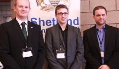 A new, youthful team of councillors for the North Isles: Alec Priest, Duncan Simpson and Ryan Thomson. Photo: Shetland News/Hans J. Marter.