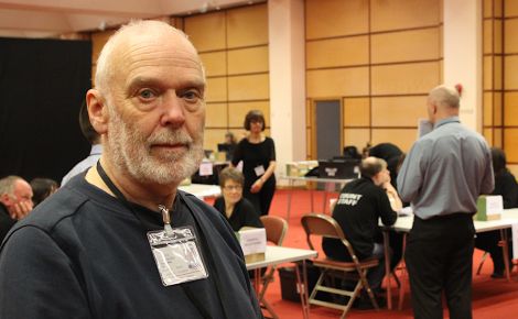 Stuart Hill attended the 2015 general election count in the Clickimin Leisure Centre - Photo: Hans J Marter/ Shetland News.