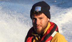 Alex Ellis-Roswell on board the Aith lifeboat - Photo: Hans J Marter/Shetland News