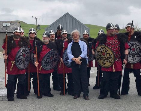 The Northmavine jarl's squad came along during Sunday's informal opening to welcome Geoff Jukes to the local community. Photo: Fiona Cope