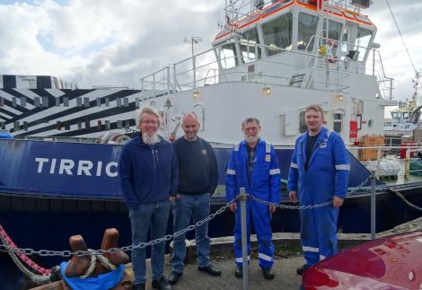 The crew on the last job were (left to right): master John Simpson, mate Robbie Irvine, engineer John Bateson and second engineer John Anderson.