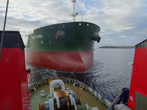 Tirrick involved in her last job at the port of Sella Ness on Thursday. All photos: courtesy of John Bateson