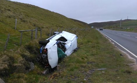 The Citroen Berlingo was extensively damaged. Photo: Shetland News