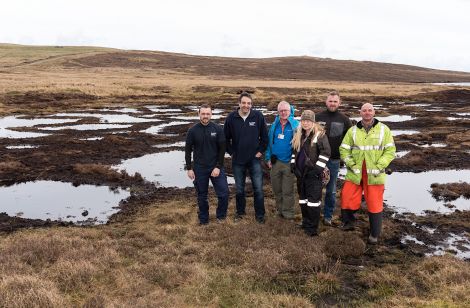 From left to right: Alan Blance (Treatment Team Leader – Shetland), Kenneth Johnston (Senior Treatment Operator - Shetland), David Anderson (Catchment Liaison Officer - SLM Team), Sue White (Shetland Amenity Trust), Sean MacKenzie (S. MacKenzie Plant Ltd), Paul Goddard (Shetland Amenity Trust).