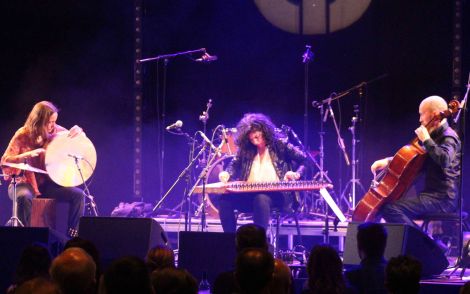 Maya Youssef and her trio strutting their stuff at the closing night's foy in Mareel on Sunday night. Photo: Chris Cope/Shetland News.