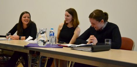 The Q&A session with Miriam Brett and Mhairi Black, streamed live on Facebook by the SNP, was chaired by Kate Wills (left). Photo: Shetland News/Neil Riddell.