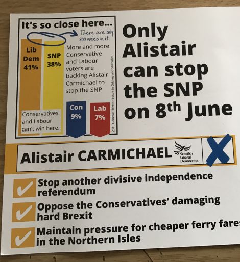 Liberal Democrat campaign literature is focusing strongly on the prospect of a second independence referendum.