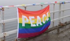 One of the many flags on the bridge into Burra. Photos: Chris Cope/Shetland News